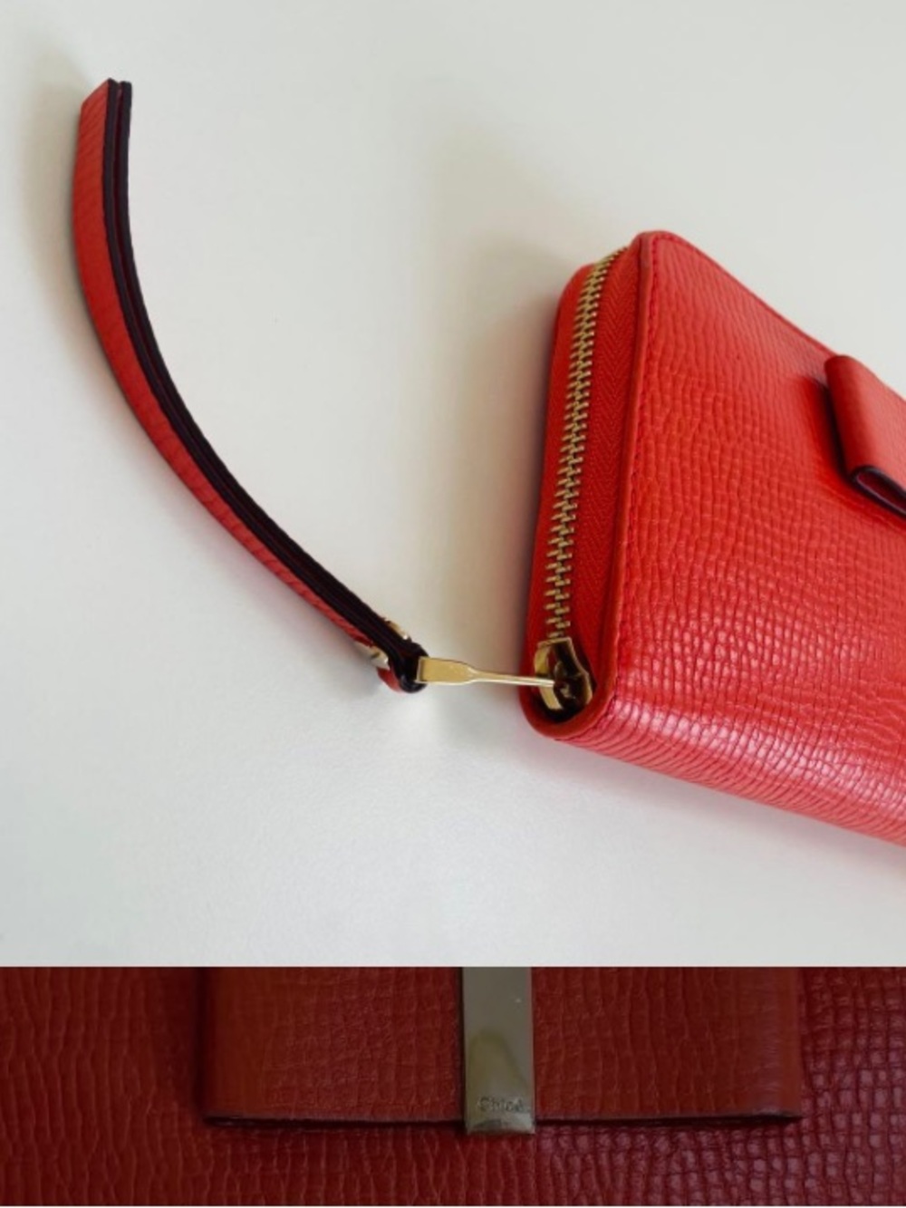 Chloe Red Zip-Around Bow Wallet - Picture 4 of 8